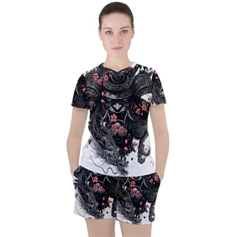 Sleeve Tattoo  Samurai Women s Tee And Shorts Set by Sudhe