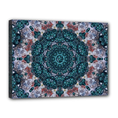 Marbels Glass And Paint Love Mandala Decorative Canvas 16  X 12  (stretched) by pepitasart