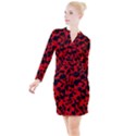 Black and Red Leopard Style Paint Splash Funny Pattern Button Long Sleeve Dress View1