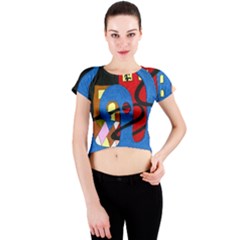 Creativeness Art Illustration Crew Neck Crop Top by Pakrebo