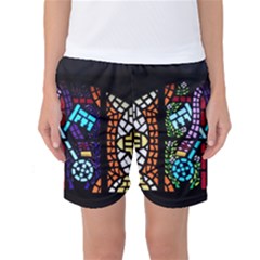 Mosaic Window Rosette Church Glass Women s Basketball Shorts by Pakrebo