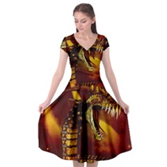 Awesome Dinosaur, Konda In The Night Cap Sleeve Wrap Front Dress by FantasyWorld7