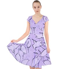 Katsushika Hokusai, Egrets From Quick Lessons In Simplified Drawing Cap Sleeve Front Wrap Midi Dress by Valentinaart