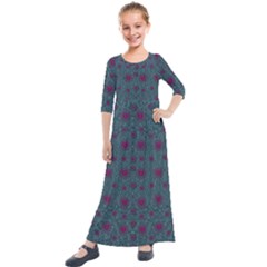 Lovely Ornate Hearts Of Love Kids  Quarter Sleeve Maxi Dress by pepitasart