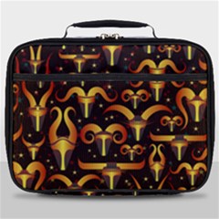 Stylised Horns Black Pattern Full Print Lunch Bag by HermanTelo