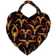 Stylised Horns Black Pattern Giant Heart Shaped Tote by HermanTelo