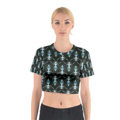 Seamless Pattern Background Black Cotton Crop Top by HermanTelo