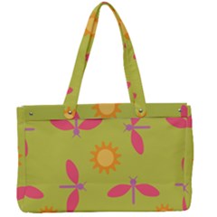 Dragonfly Sun Flower Seamlessly Canvas Work Bag by HermanTelo