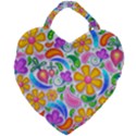 Floral Paisley Background Flower Yellow Giant Heart Shaped Tote View2