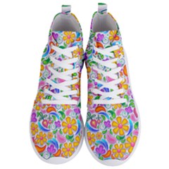 Floral Paisley Background Flower Yellow Men s Lightweight High Top Sneakers by HermanTelo