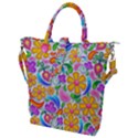 Floral Paisley Background Flower Yellow Buckle Top Tote Bag View1