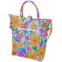 Floral Paisley Background Flower Yellow Buckle Top Tote Bag View2