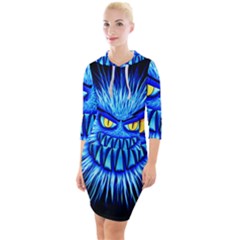 Monster Blue Attack Quarter Sleeve Hood Bodycon Dress by HermanTelo