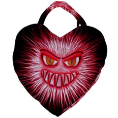 Monster Red Eyes Aggressive Fangs Giant Heart Shaped Tote by HermanTelo