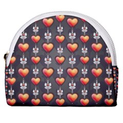 Love Heart Background Valentine Horseshoe Style Canvas Pouch by HermanTelo