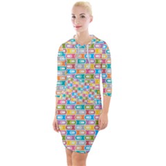 Seamless Pattern Background Abstract Rainbow Quarter Sleeve Hood Bodycon Dress by HermanTelo