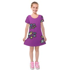 Footprints Paw Animal Track Foot Kids  Short Sleeve Velvet Dress by HermanTelo