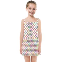 Grid Colorful Multicolored Square Kids  Summer Sun Dress by HermanTelo