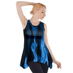 Smoke Flame Abstract Blue Side Drop Tank Tunic by HermanTelo