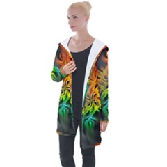 Smoke Rainbow Abstract Fractal Longline Hooded Cardigan by HermanTelo