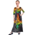 Smoke Rainbow Abstract Fractal Kids  Quarter Sleeve Maxi Dress View1