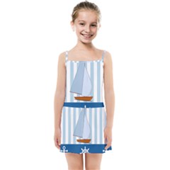 Yacht Boat Nautical Ship Kids  Summer Sun Dress by HermanTelo