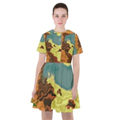 Map Geography World Yellow Sailor Dress by HermanTelo