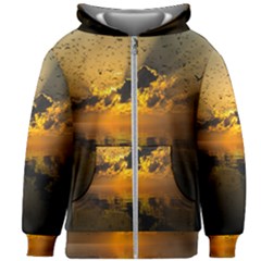 Sunset Reflection Birds Clouds Sky Kids  Zipper Hoodie Without Drawstring by HermanTelo