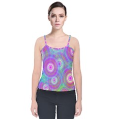 Circle Colorful Pattern Background Velvet Spaghetti Strap Top by HermanTelo