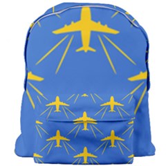 Aircraft Texture Blue Yellow Giant Full Print Backpack by HermanTelo