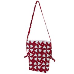 Graphic Heart Pattern Red White Folding Shoulder Bag by HermanTelo