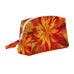 Flower Blossom Red Orange Abstract Wristlet Pouch Bag (medium) by Pakrebo