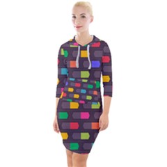 Background Colorful Geometric Quarter Sleeve Hood Bodycon Dress by HermanTelo