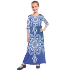 Flake Crystal Snow Winter Ice Kids  Quarter Sleeve Maxi Dress by HermanTelo