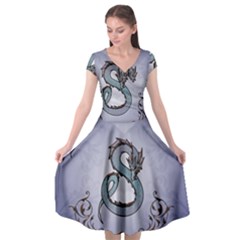 Wonderful Decorative Chinese Dragon Cap Sleeve Wrap Front Dress by FantasyWorld7