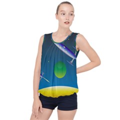 Rocket Spaceship Space Bubble Hem Chiffon Tank Top by HermanTelo