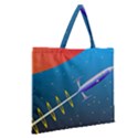 Rocket Spaceship Space Galaxy Zipper Large Tote Bag View2