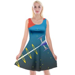 Rocket Spaceship Space Galaxy Reversible Velvet Sleeveless Dress by HermanTelo