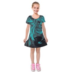 Angry Male Lion Predator Carnivore Kids  Short Sleeve Velvet Dress by Sudhe