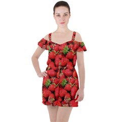 Strawberries Ruffle Cut Out Chiffon Playsuit by TheAmericanDream