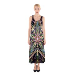 Star Mandala Pattern Design Doodle Sleeveless Maxi Dress by Pakrebo