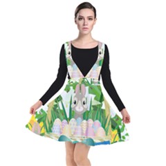 Graphic Easter Easter Basket Spring Plunge Pinafore Dress by Pakrebo