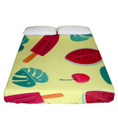 Watermelon Leaves Strawberry Fitted Sheet (queen Size) by Pakrebo