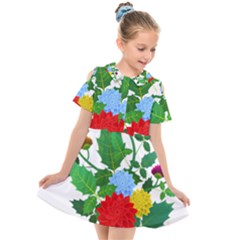 Flowers Floral Plants Nature Kids  Short Sleeve Shirt Dress by Pakrebo