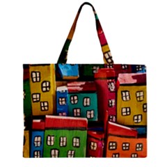 Houses Handmade Cultural Zipper Mini Tote Bag by Pakrebo