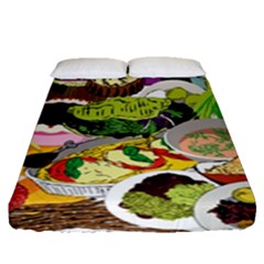 Eat Food Background Art Color Fitted Sheet (queen Size) by Pakrebo