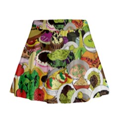 Eat Food Background Art Color Mini Flare Skirt by Pakrebo