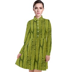 Fern Texture Nature Leaves Long Sleeve Chiffon Shirt Dress by Nexatart