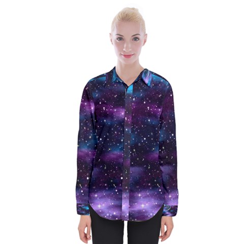 Background Space Planet Explosion Womens Long Sleeve Shirt by Nexatart