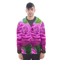 Rose Pink Purple Flower Bouquet Men s Hooded Windbreaker by Pakrebo